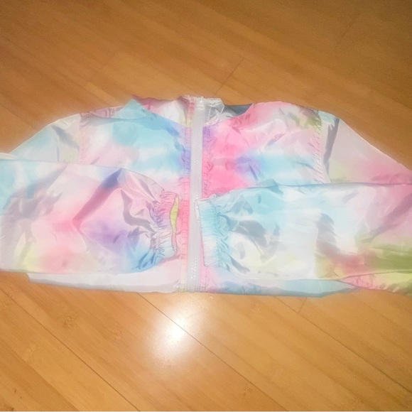 JUSTICE TIE DYE GIRLS WINDBREAKER JACKET SIZE 10 - Picture 5 of 8